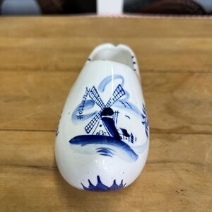 Vintage holland shoe clog blue white windmill